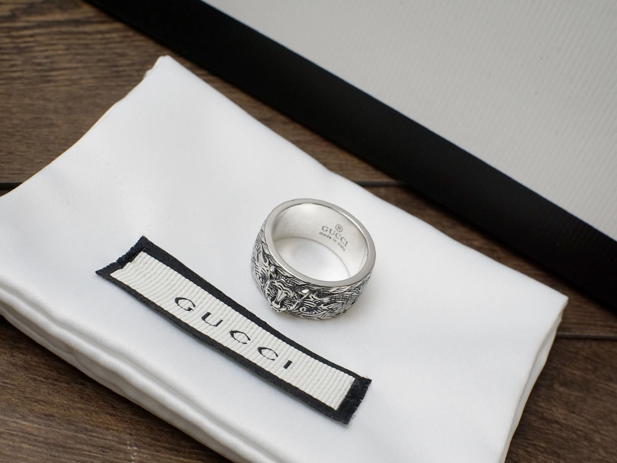 Gucci Gucci古奇 戒指 个性虎头 雕花蔓藤图案 双G标志 男女款 潮流 潮人 码数#7 8 9 10#