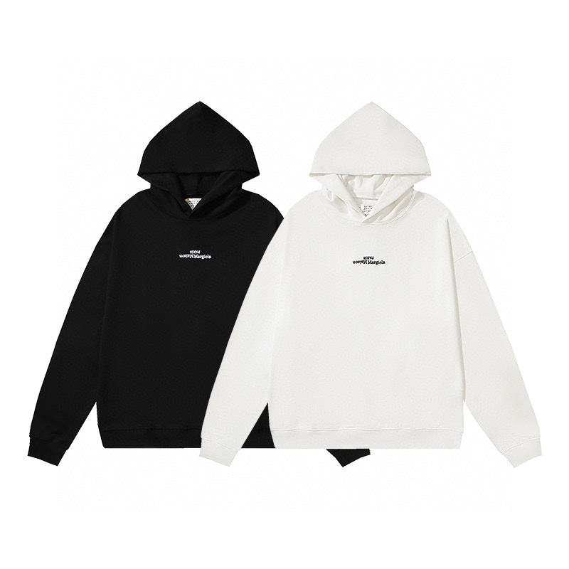 Maison Margiela Vêtements Sweats À Capuche Noir Blanc Broderie de fleurs Top à capuche