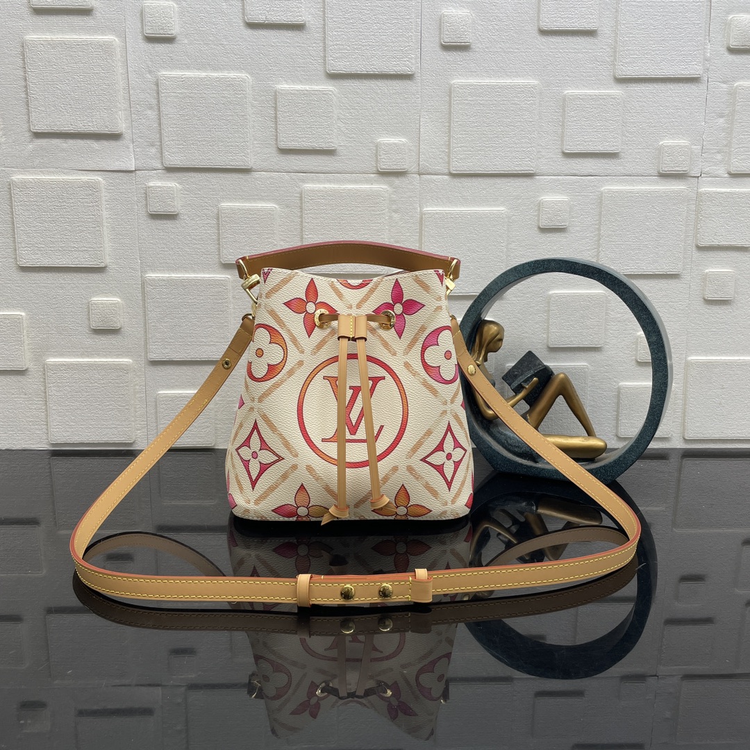 Louis Vuitton LV NeoNoe Sacs À Main Sac Seau Couleur rose Imprimé Toile Tissu Circle M25315
