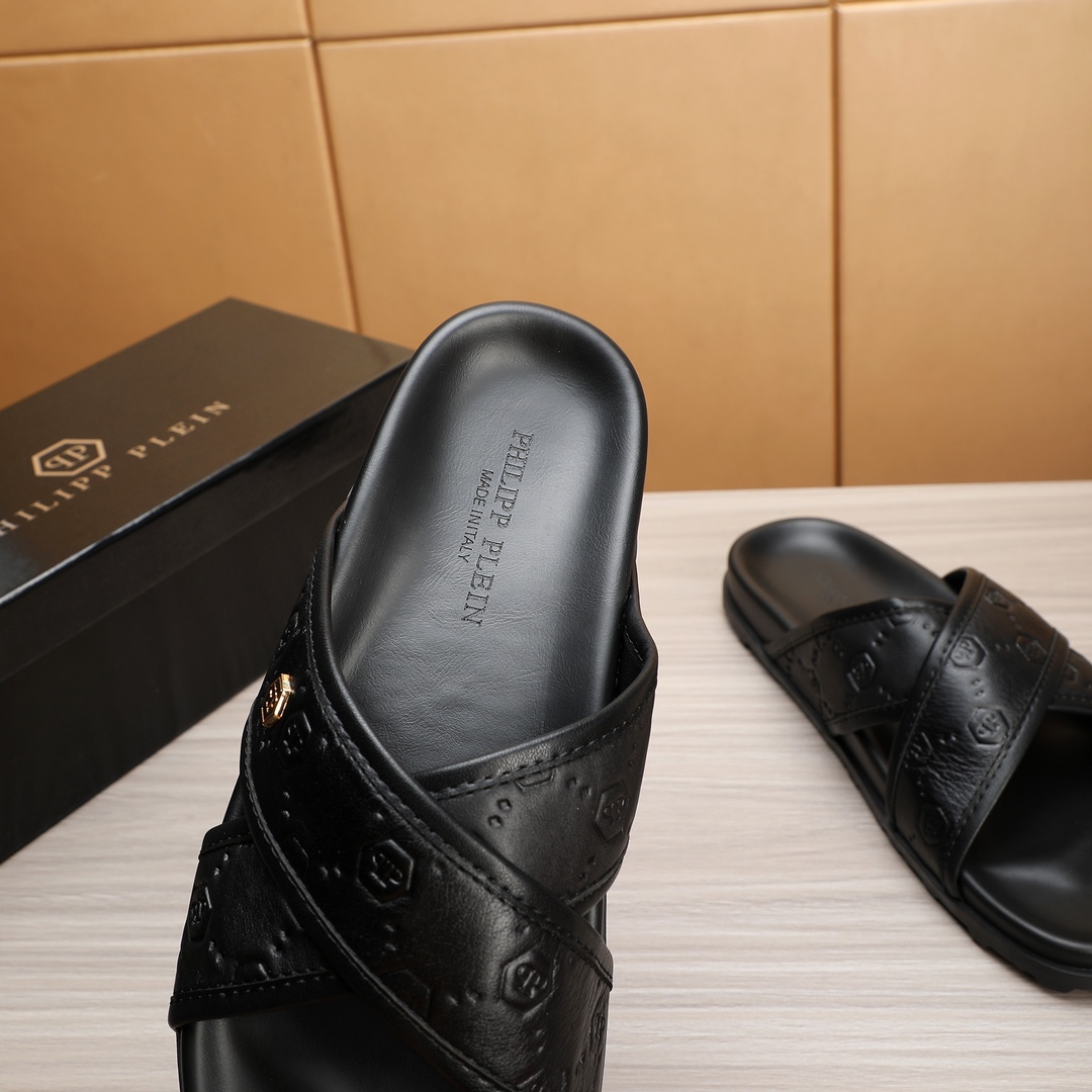 Philipp Plein Leather Cross Strap Sandals - Lightweight & Anti-Slip 9 i1720242172 8351 6