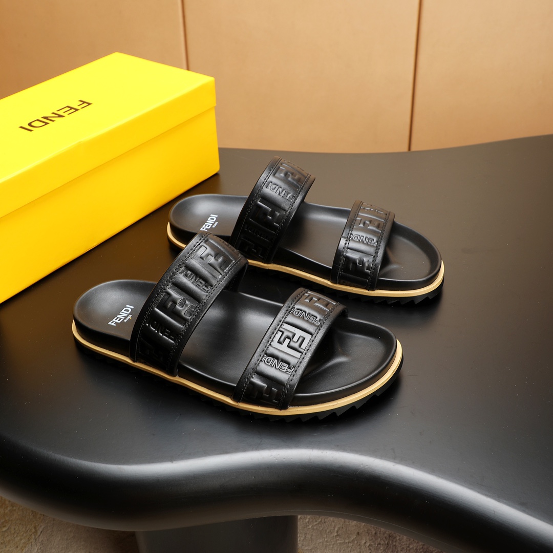 Fendi Men's Leather Slides - Casual & Business Style - Sizes 38-46 1 Fendi Men's Leather Slides - Casual & Business Style - Sizes 38-46