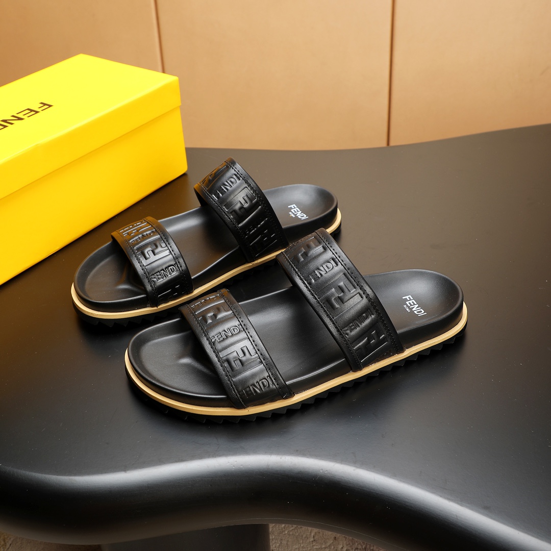 Fendi Men's Leather Slides - Casual & Business Style - Sizes 38-46 5 i1723733180 6375 8