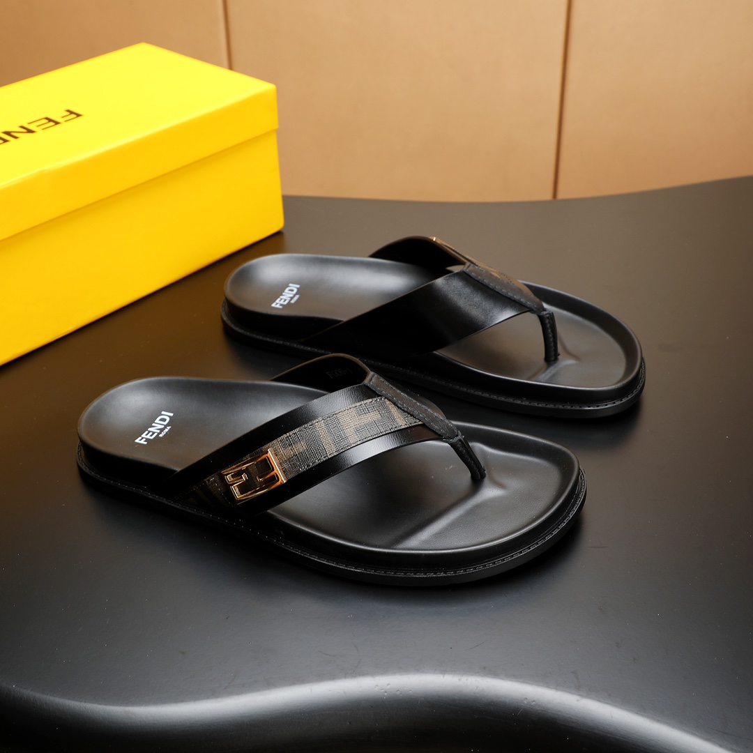 Fendi Men's Leather Flip-Flops: Casual Comfort with Signature Style 2 i1723733233 4067 7