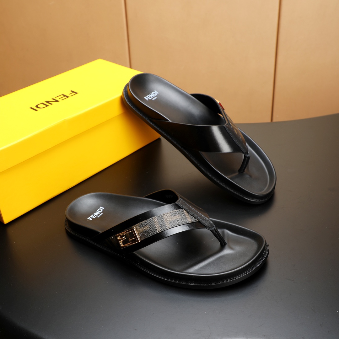 Fendi Men's Leather Flip-Flops: Casual Comfort with Signature Style 3 i1723733233 8642 0