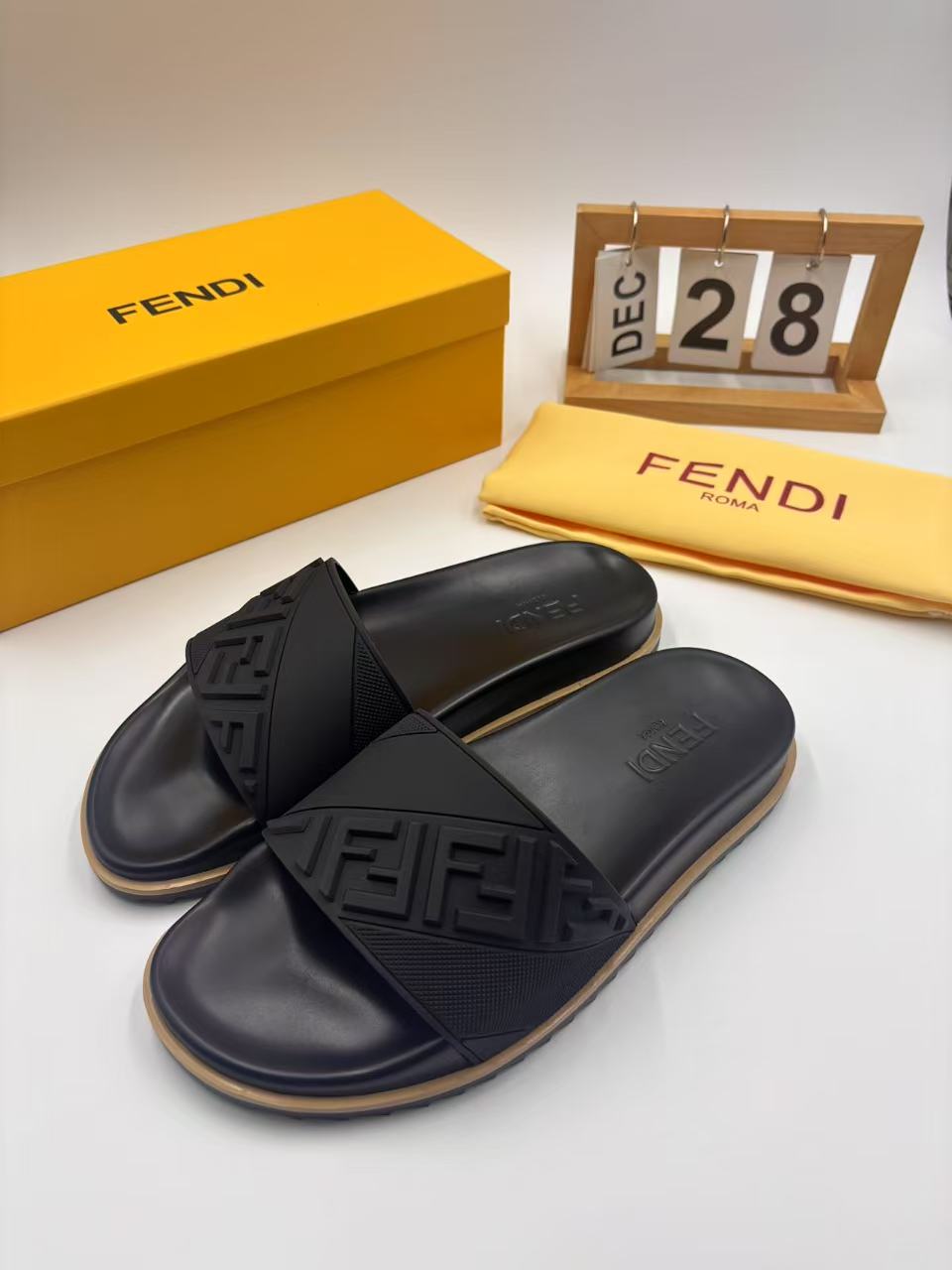 Fendi Men's FF Logo Embossed Slide Sandals - Casual & Stylish 4 i1742745746351 6060 0 2