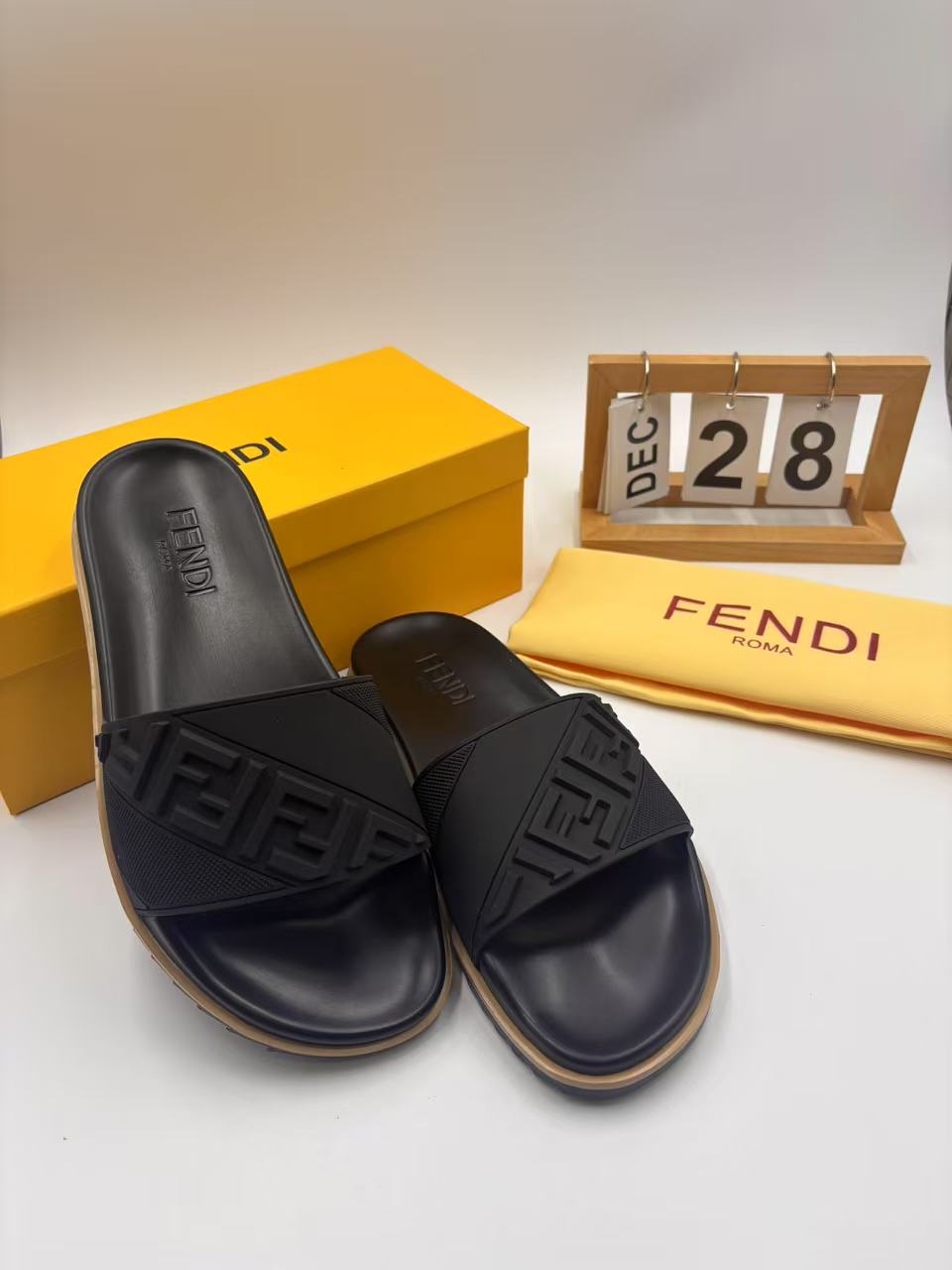 Fendi Men's FF Logo Embossed Slide Sandals - Casual & Stylish 6 i1742745746351 8374 0 4