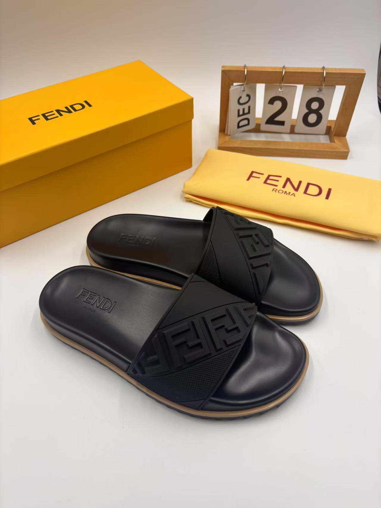 Fendi Men's FF Logo Embossed Slide Sandals - Casual & Stylish 3 i1742745746352 7030 0 1