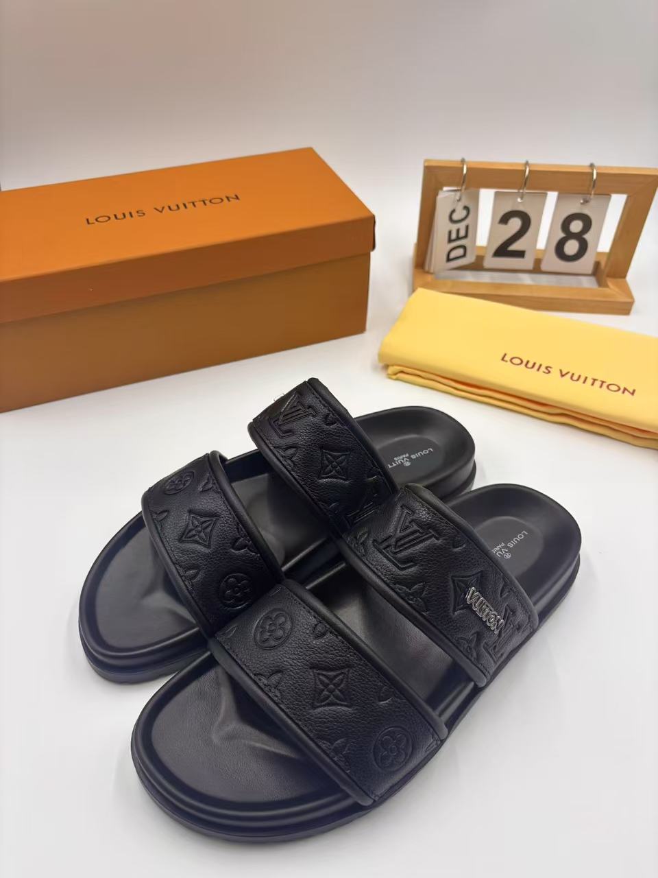 Louis Vuitton Men's Black Leather Sandals, Sizes 38-46 5 i1742746348934 247 0 3