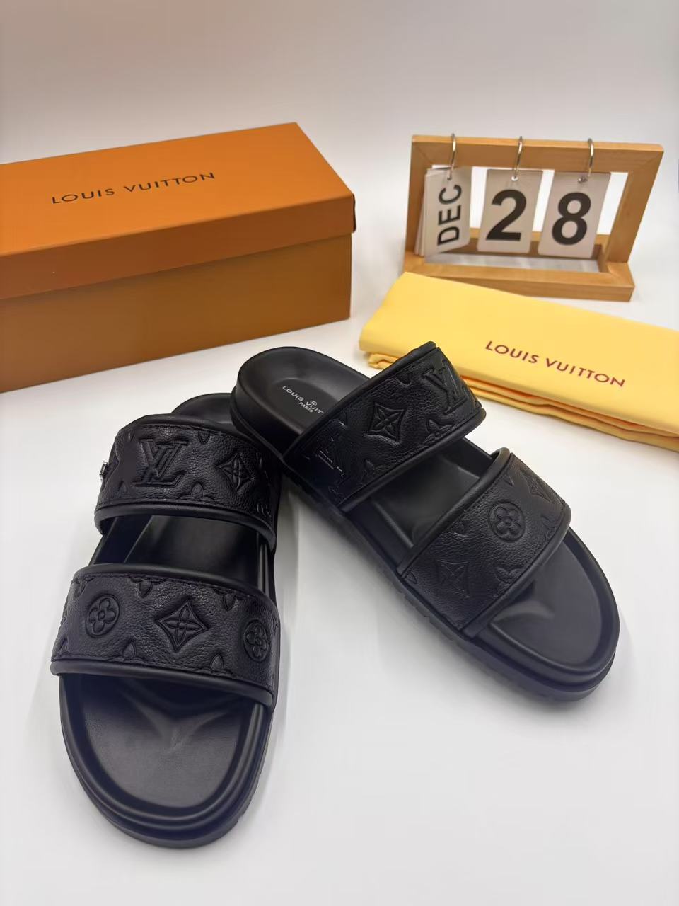 Louis Vuitton Men's Black Leather Sandals, Sizes 38-46 6 i1742746348936 5096 0 4