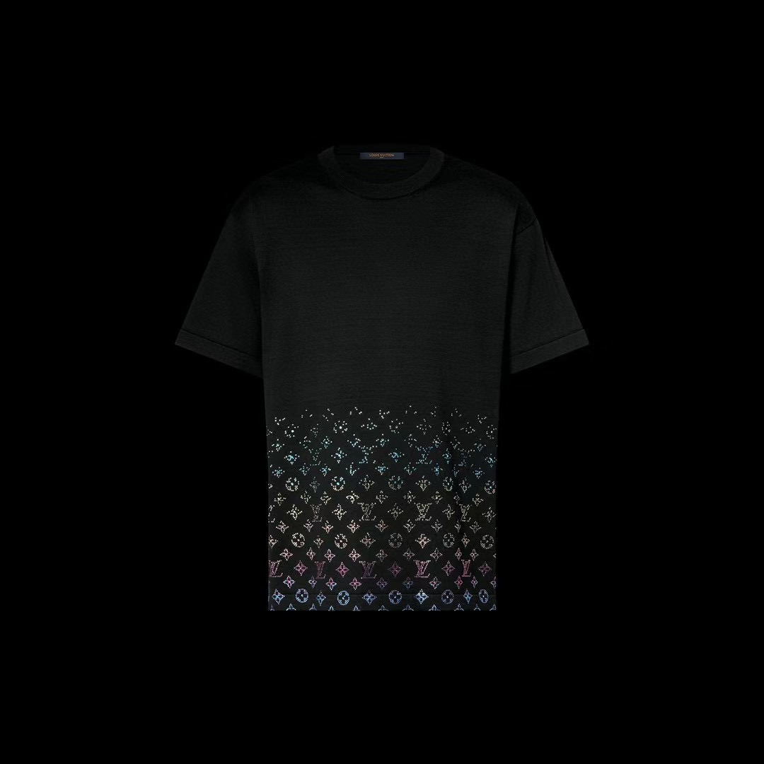 Louis Vuitton Crystal Jersey Tee - 2025SS Rhinestone Knit Short Sleeve 3 i1743342411742 7108 0 0