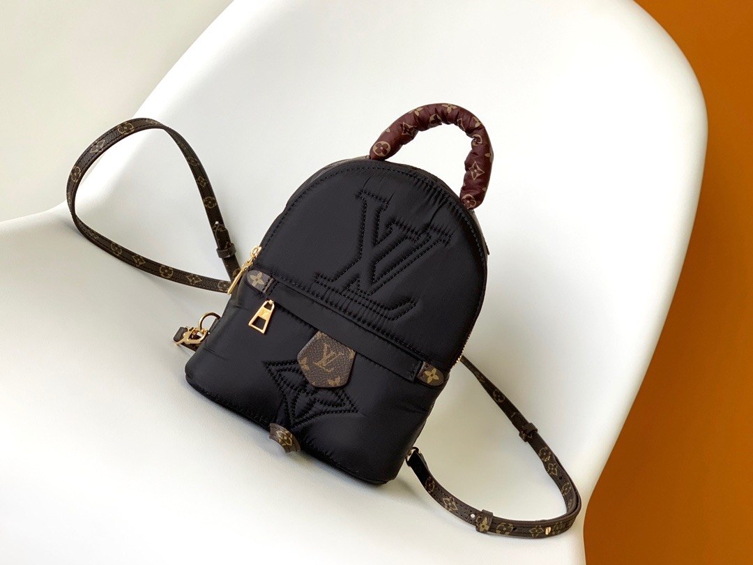 Louis Vuitton LV Palm Springs New
 Bags Backpack Black Blue Dark Silver Embroidery Canvas Winter Collection Mini m21060