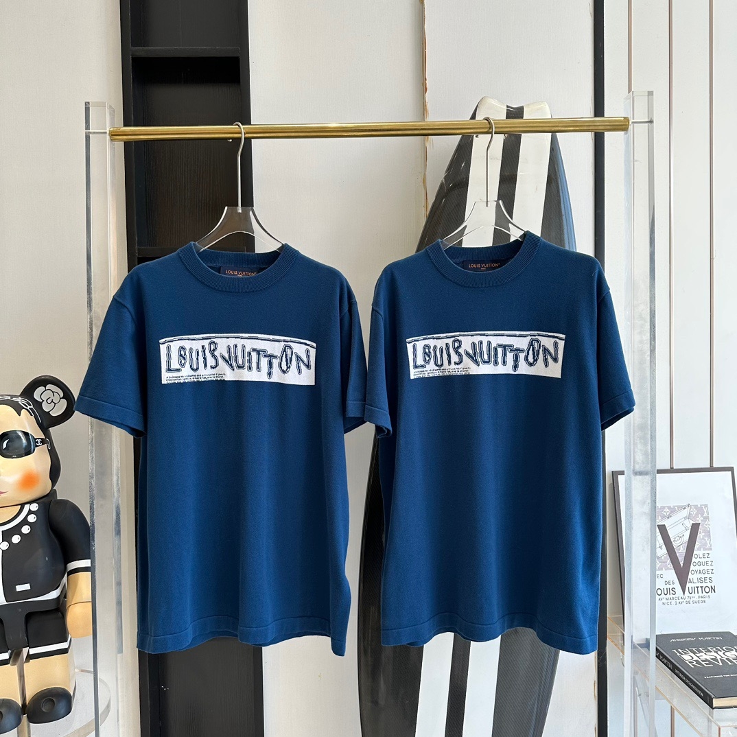 Louis Vuitton Clothing T-Shirt Unisex Knitting Short Sleeve