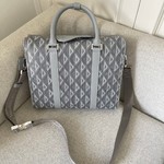 Dior Bags Briefcase Black Grey Yellow Canvas Cotton Cowhide Nylon Diamond