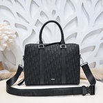 Dior Bags Handbags Briefcase Black Printing Men Calfskin Cowhide Oblique Casual