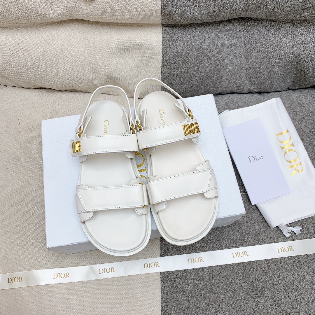 Dior Shoes Sandals Gold Sheepskin TPU Fashion