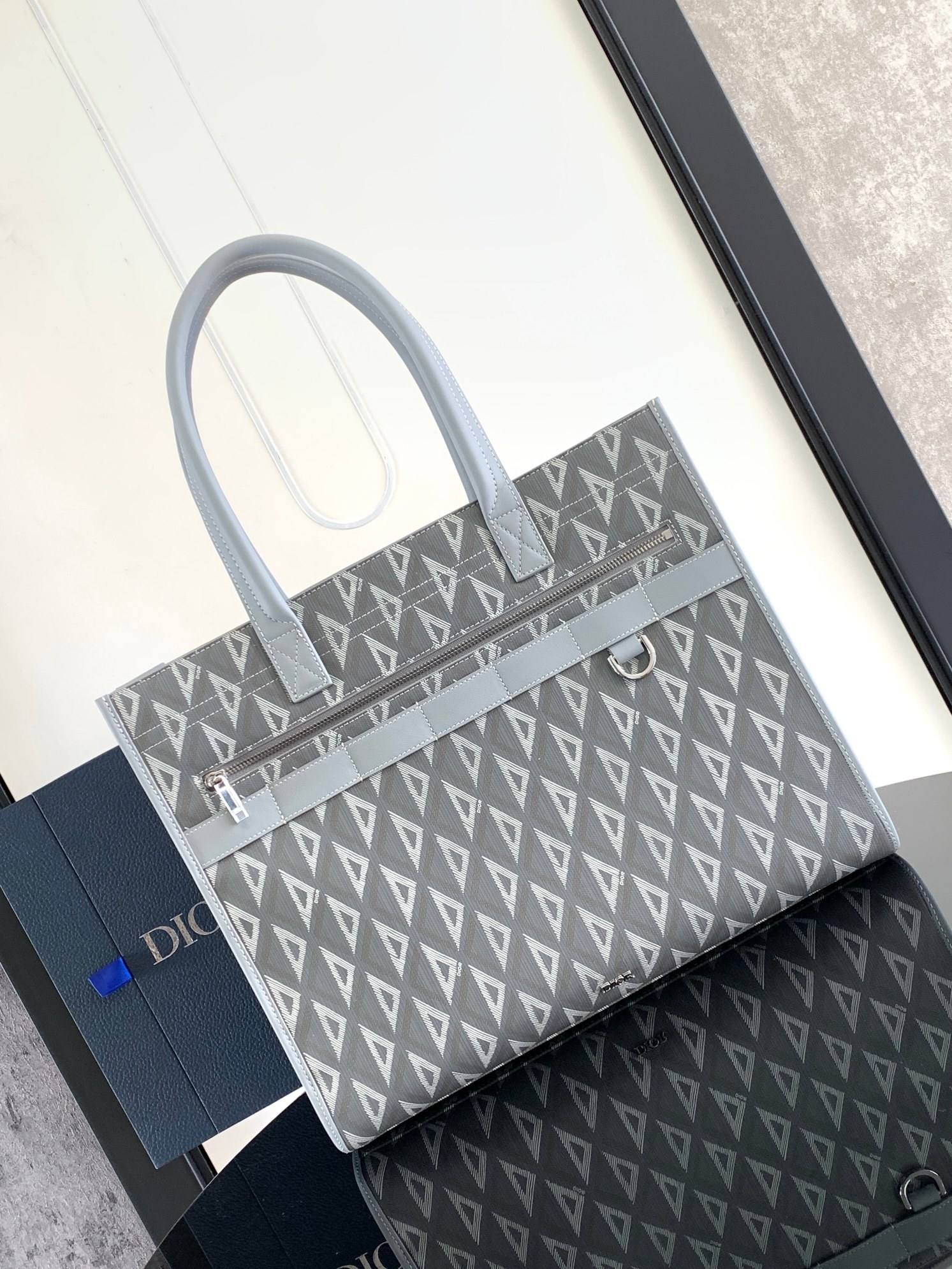 Dior Handbags Crossbody & Shoulder Bags Grey Unisex Canvas Cotton Cowhide Diamond