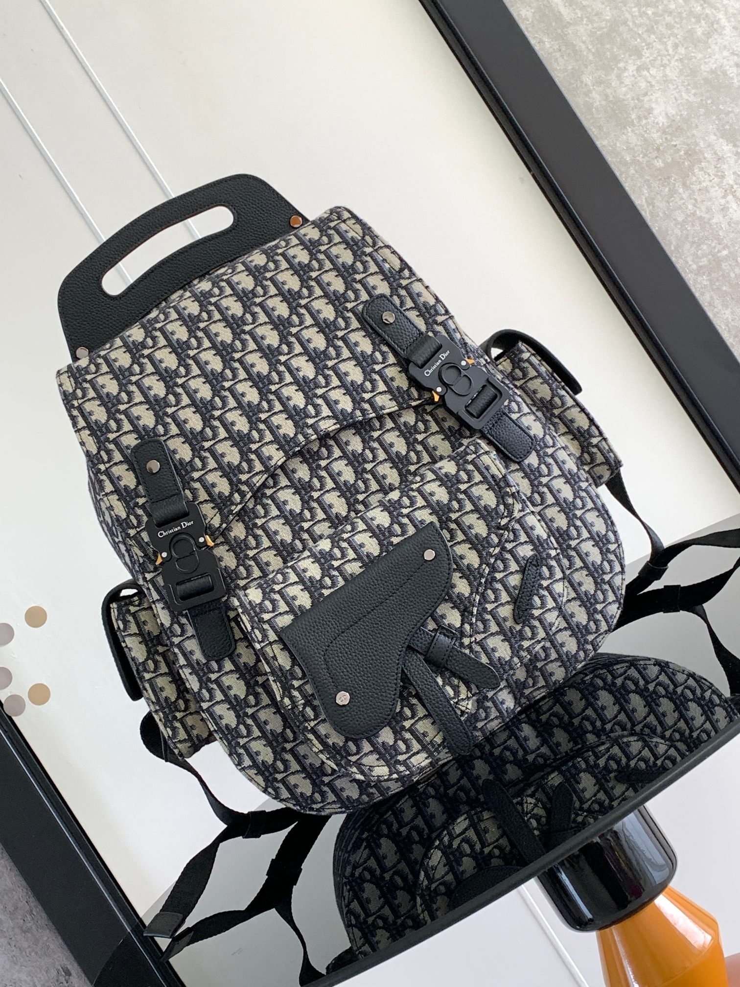 Dior Bags Backpack Black White Cowhide Fashion