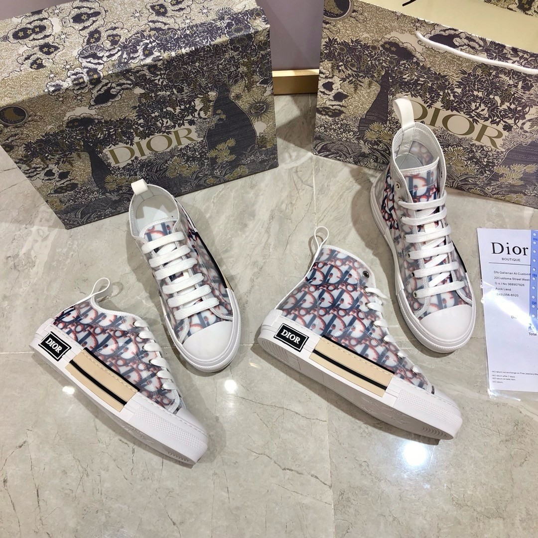 Dior Shoes Sneakers Printing Gauze PVC Spring Collection High Tops