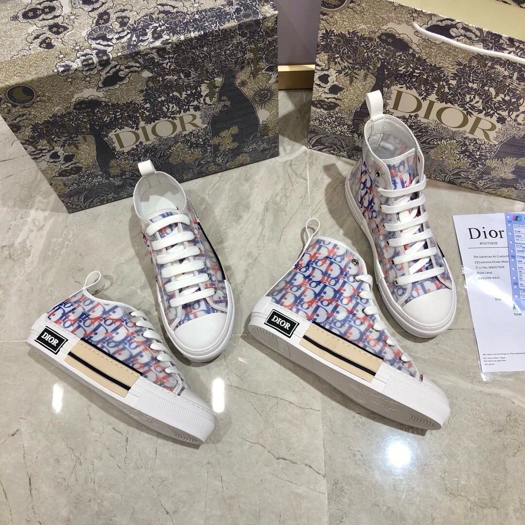 Dior Shoes Sneakers Printing Gauze PVC Spring Collection High Tops