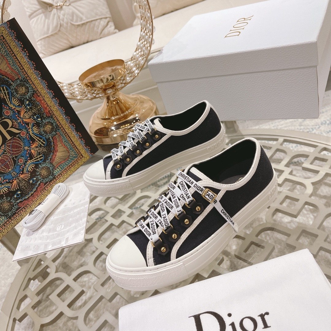 Dior Skateboard Shoes Embroidery Cotton Cowhide Sheepskin