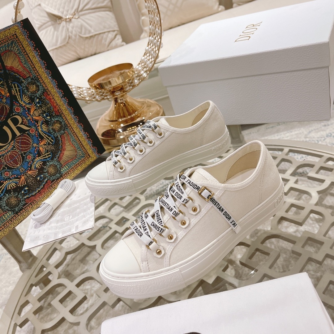 Dior Skateboard Shoes Embroidery Cotton Cowhide Sheepskin