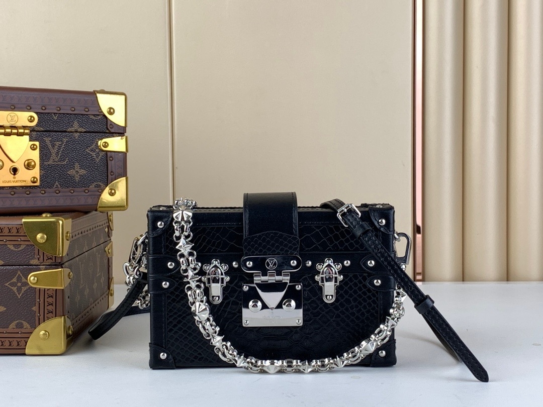 Louis Vuitton LV Petite Malle Handbags Crossbody & Shoulder Bags Black Canvas Cotton m94219