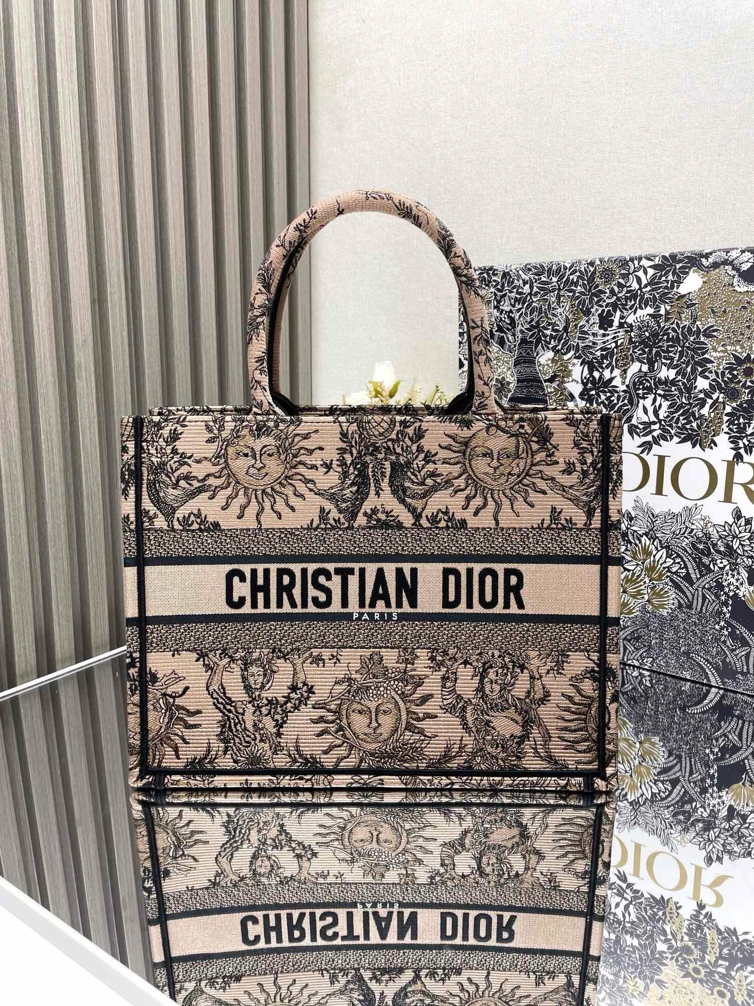 Dior Book Tote Handbags Tote Bags Apricot Color Embroidery Fashion