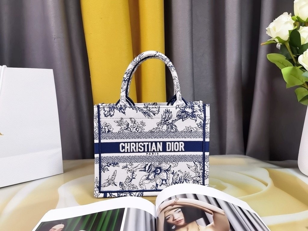 Dior Book Tote Handbags Tote Bags Blue White Embroidery