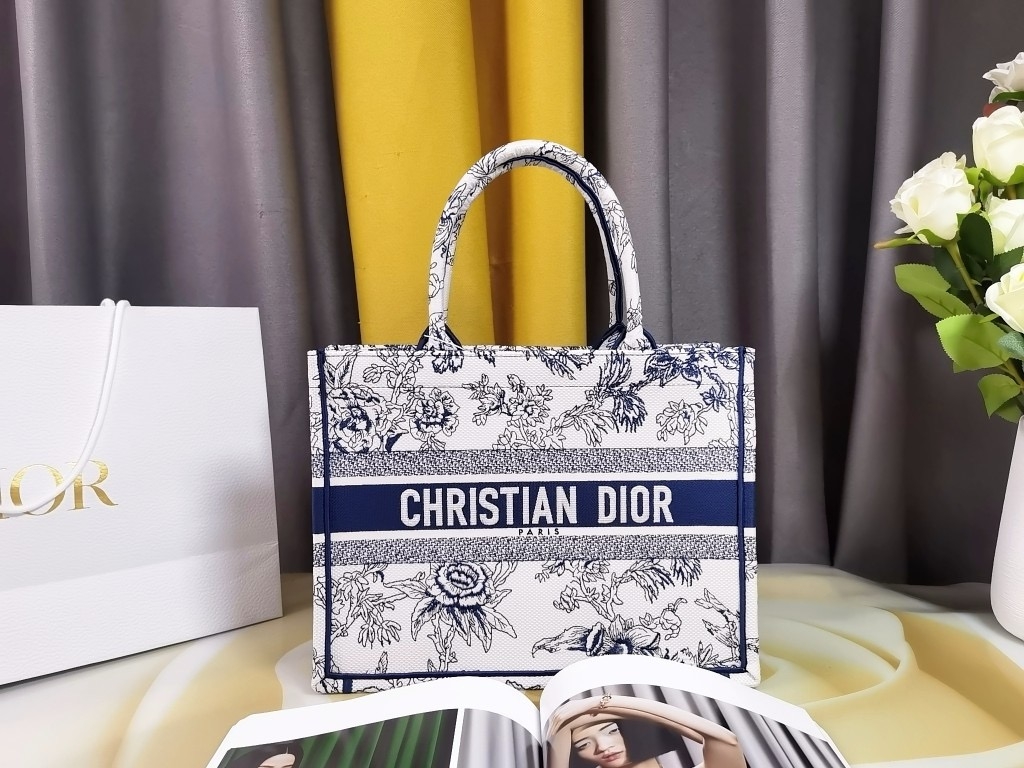Dior Book Tote Handbags Tote Bags Blue White Embroidery