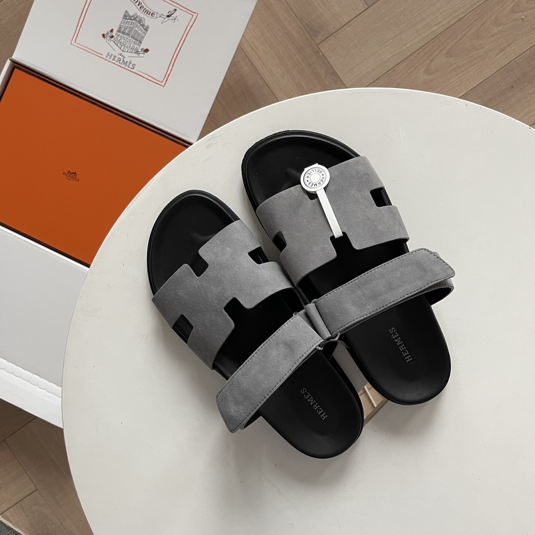 Hermes AAA+
 Shoes Sandals Calfskin Cowhide Epsom Rubber Casual