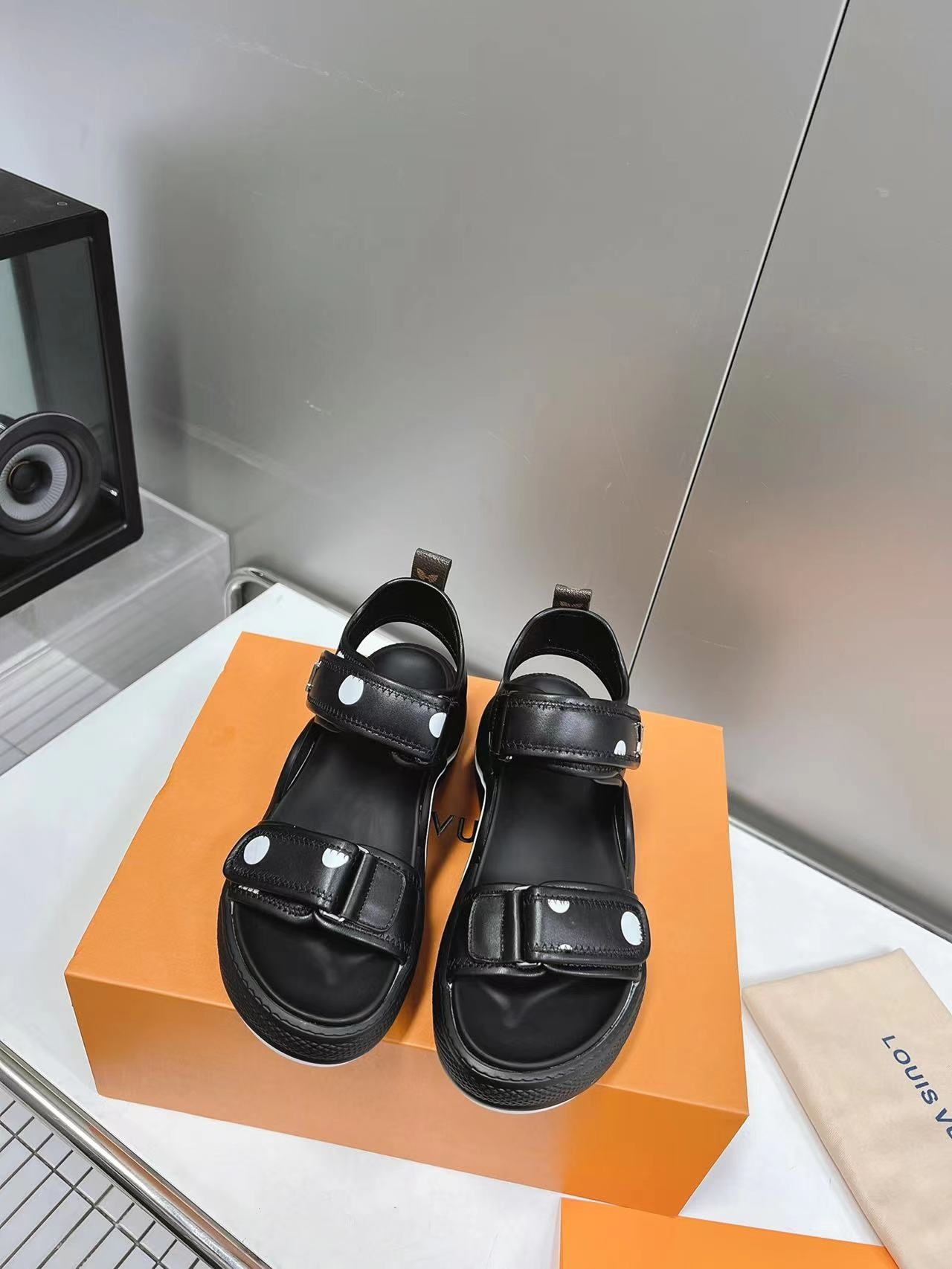 Louis Vuitton Shoes Sandals Black White Cowhide Spring/Summer Collection
