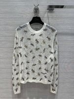 Dior High
 Clothing Knit Sweater White Embroidery Knitting Spring/Summer Collection