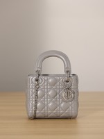 Dior Lady Sale
 Handbags Crossbody & Shoulder Bags Grey Silver Embroidery Hardware Sheepskin Chains