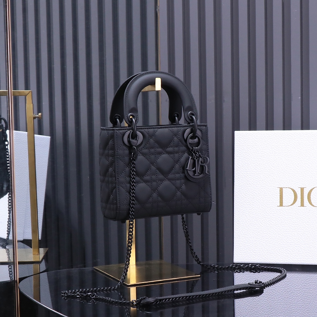 Dior Lady Best
 Handbags Crossbody & Shoulder Bags Black Embroidery Frosted Chains