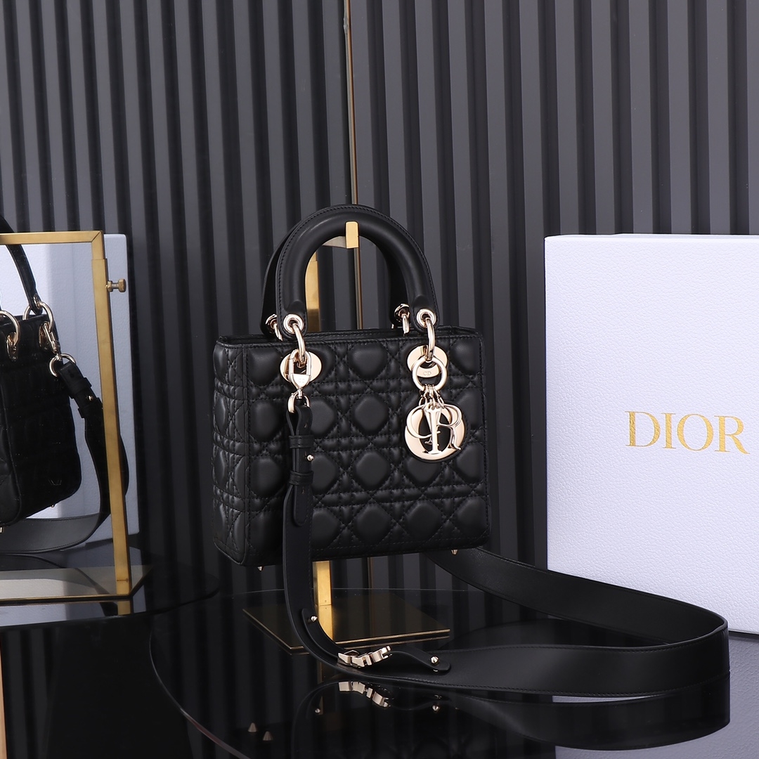 Dior Lady Handbags Crossbody & Shoulder Bags Black Embroidery Chains