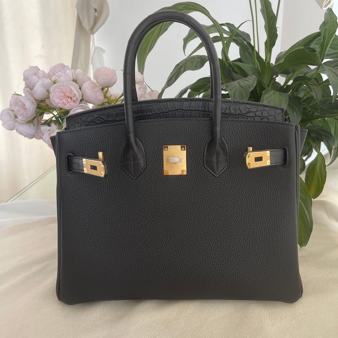 Hermes Birkin Bags Handbags Black Platinum Gold Hardware