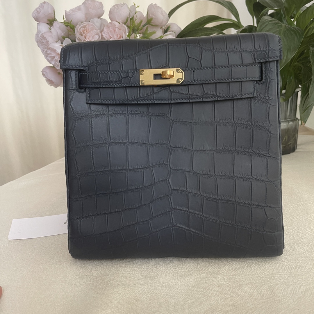 Online From China Designer
 Hermes Kelly Bags Backpack Blue Silver Hardware