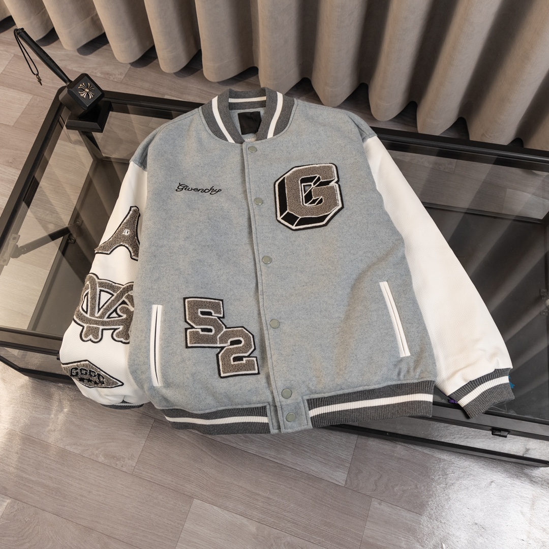 Versión superior: chaqueta de béisbol con bordado de felpa de varios elementos GVC/Givenchy. Boutique del canal. La cha…