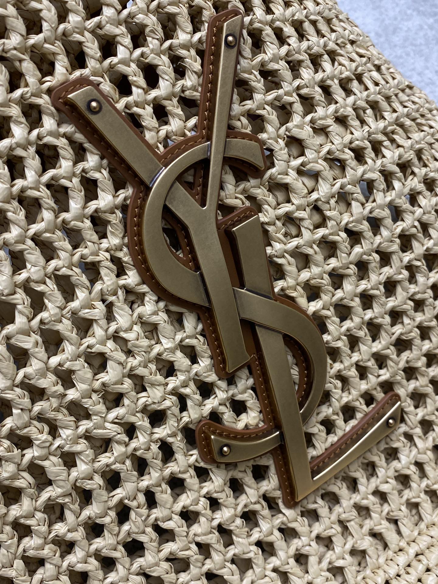 Saint Laurent Icare Raffia Woven Shopping Bag with Golden Logo, Large Capacity 6 i1712743655 2791 3