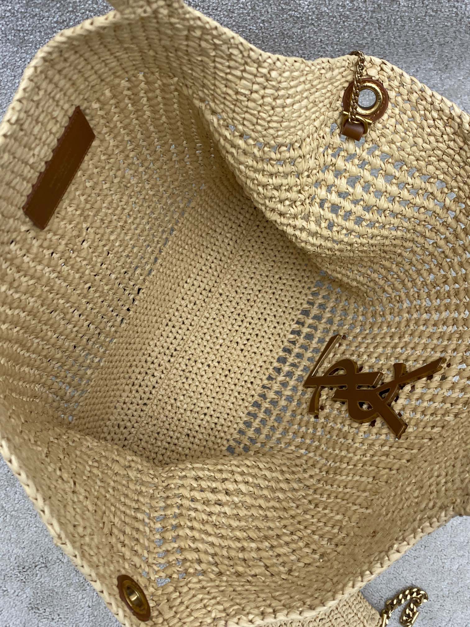 Saint Laurent Icare Raffia Woven Shopping Bag with Golden Logo, Large Capacity 7 i1712743655 9601 8