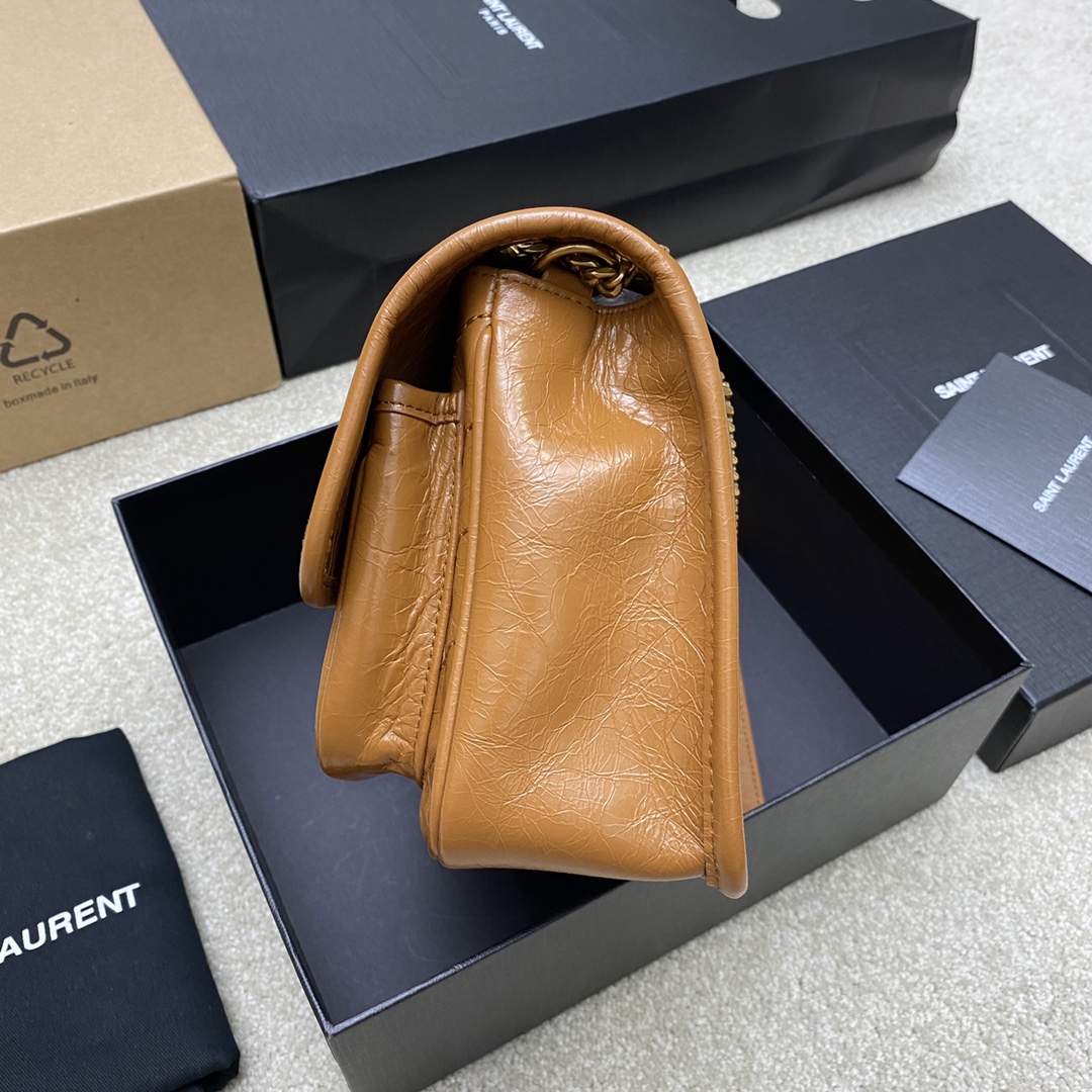 Saint Laurent 油蜡棕色/古金 NIKI～22cm 爆裂纹 超多明星 同款
