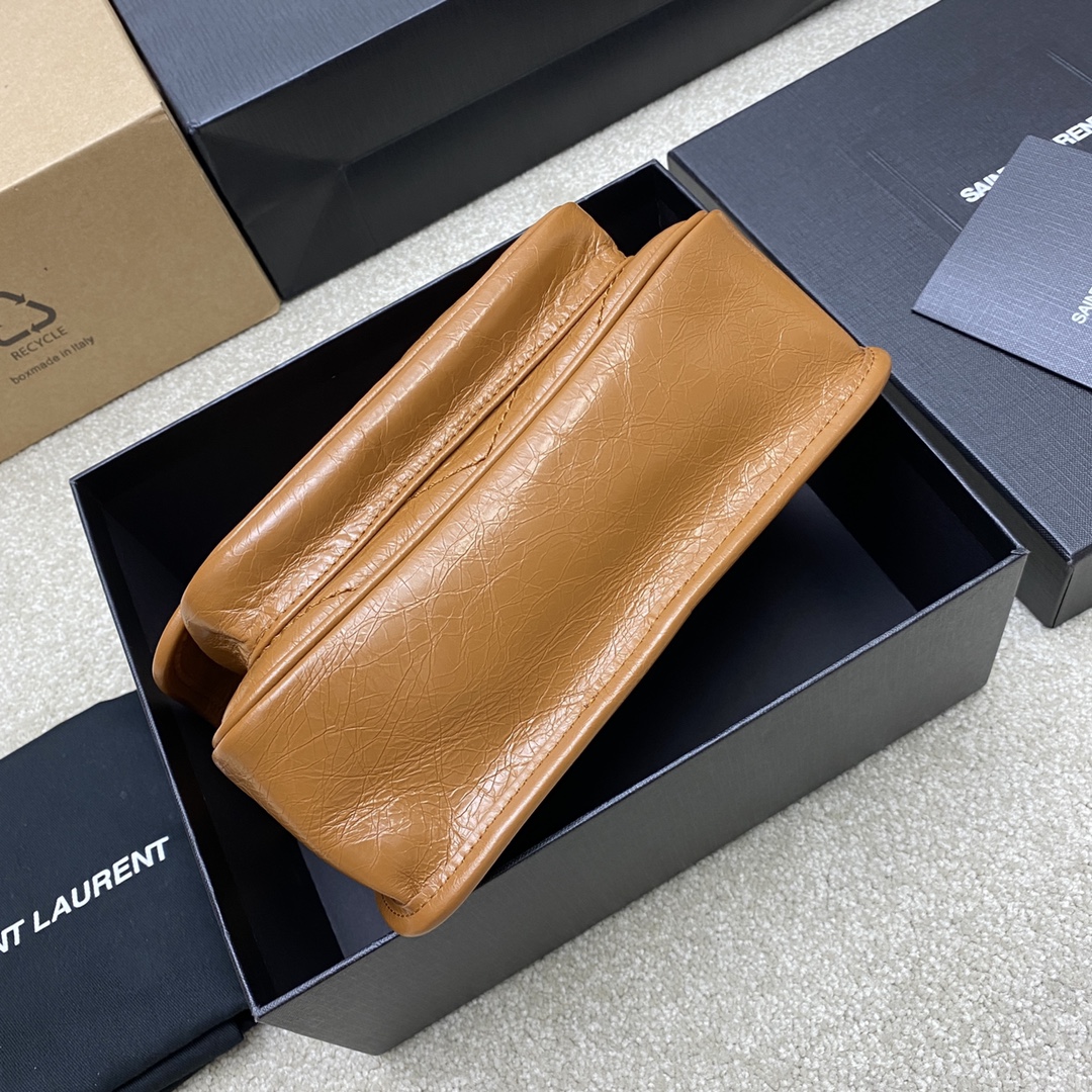 Saint Laurent 油蜡棕色/古金 NIKI～22cm 爆裂纹 超多明星 同款
