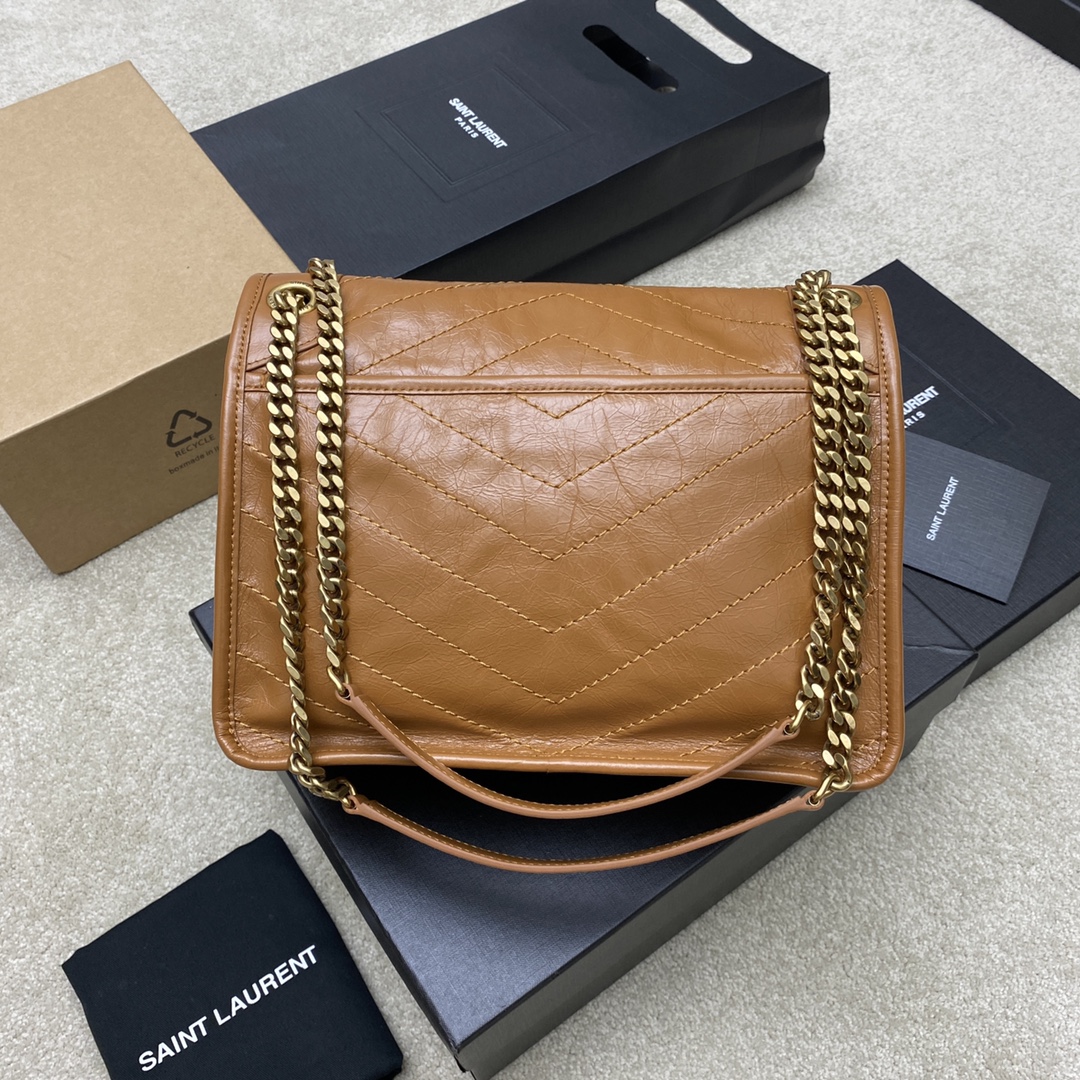 Saint Laurent 28cm油腊棕/古金 NIKI 爆裂纹 超多明星 同款