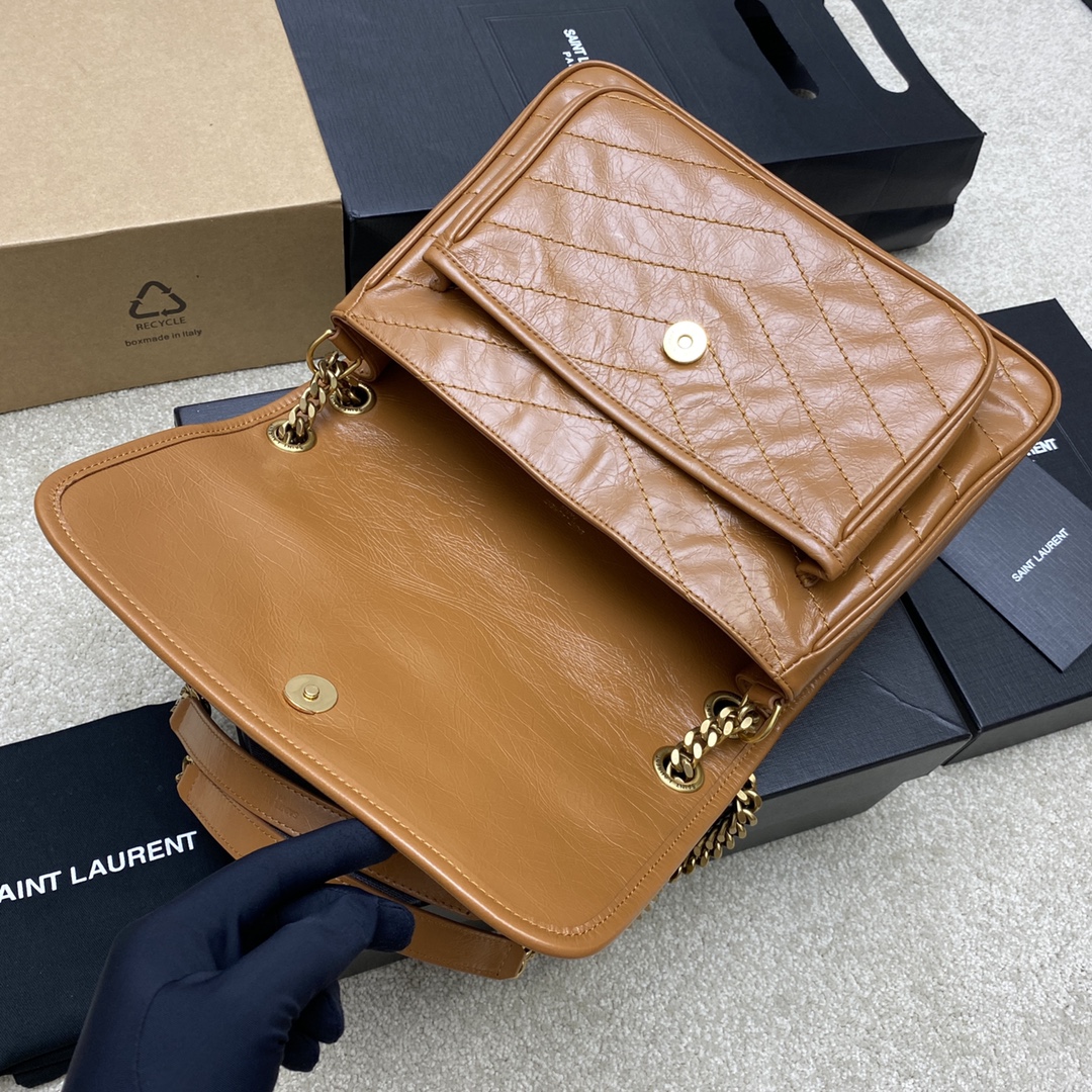 Saint Laurent 28cm油腊棕/古金 NIKI 爆裂纹 超多明星 同款