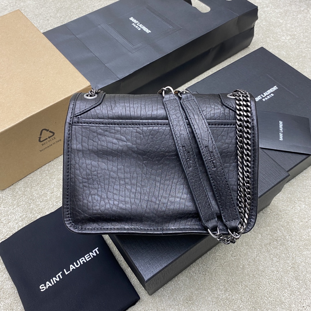 Saint Laurent Niki Baby Elephant Embossed Leather Flap Bag - Black 2 i1720513257 1149 6