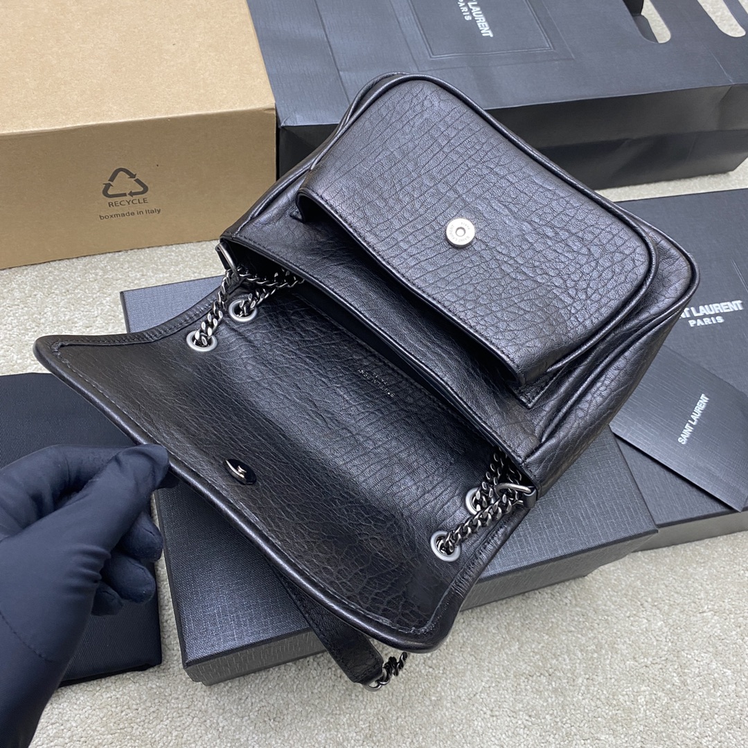 Saint Laurent Niki Baby Elephant Embossed Leather Flap Bag - Black 7 i1720513257 9681 8