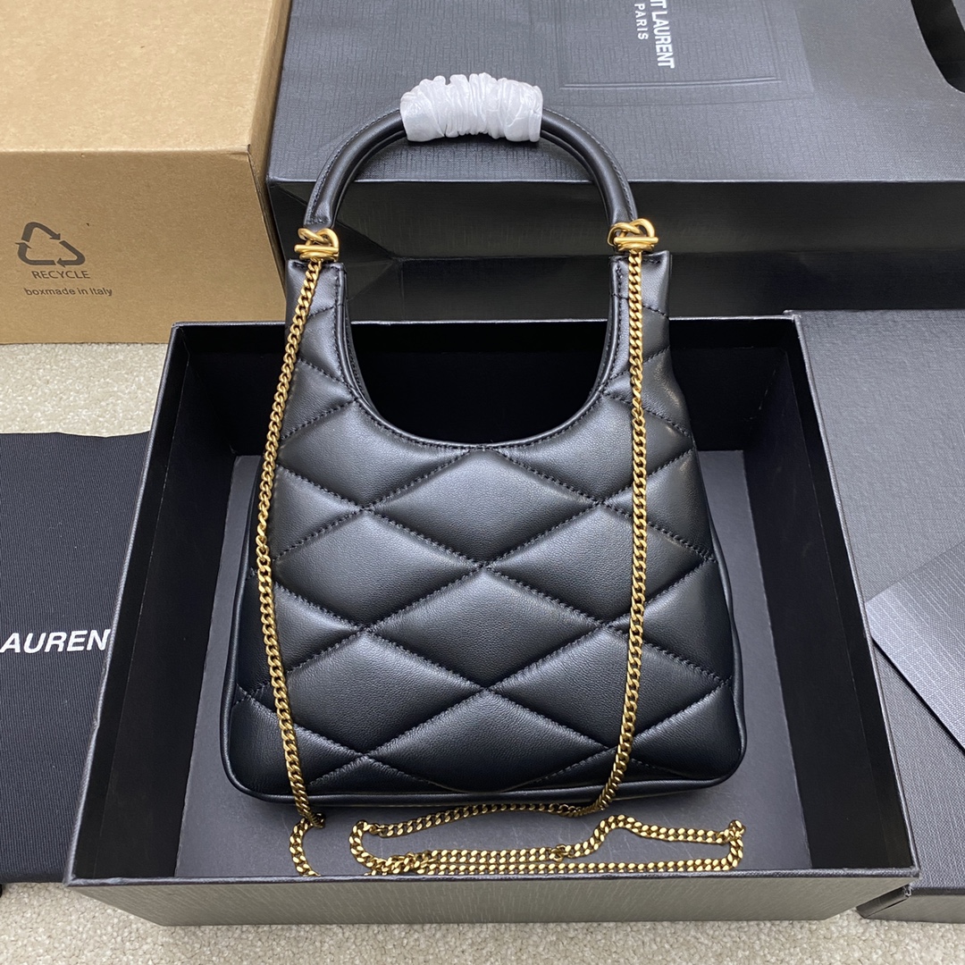 Saint Laurent Sade Mini Hobo Bag in Black Lambskin Leather with Chain 3 i1721717647 1265 8
