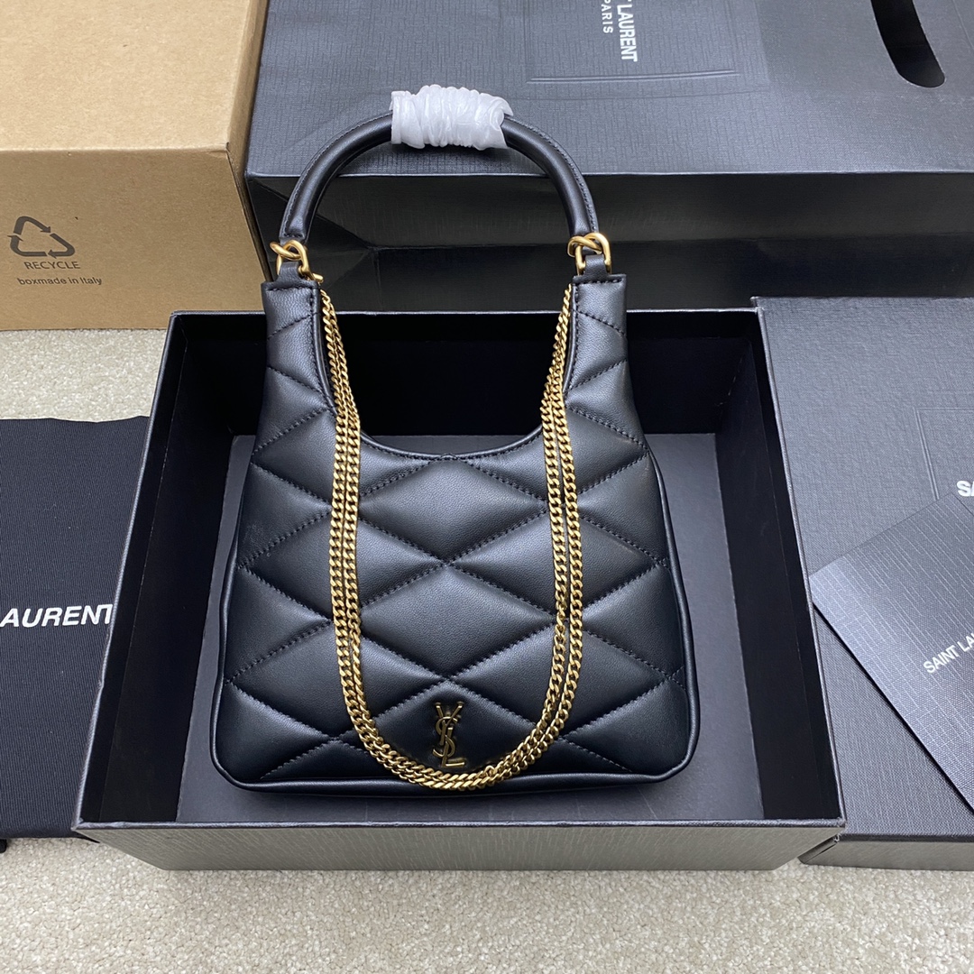 Saint Laurent Sade Mini Hobo Bag in Black Lambskin Leather with Chain 2 i1721717647 4505 6
