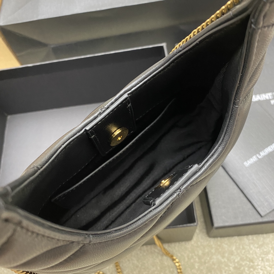Saint Laurent Sade Mini Hobo Bag in Black Lambskin Leather with Chain 8 i1721717647 7776 4