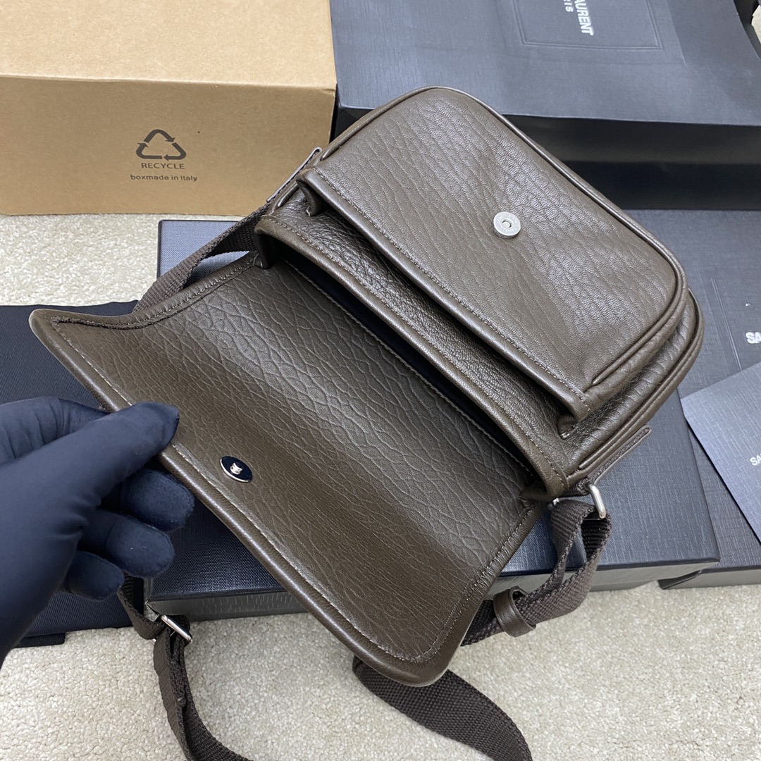 Saint Laurent Niki Small Postman Bag in Dark Brown Grainy Leather 8 i1725692704 5817 6